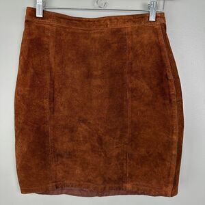 Vintage International Leather Collection Brown Leather Skirt Womens 11/12